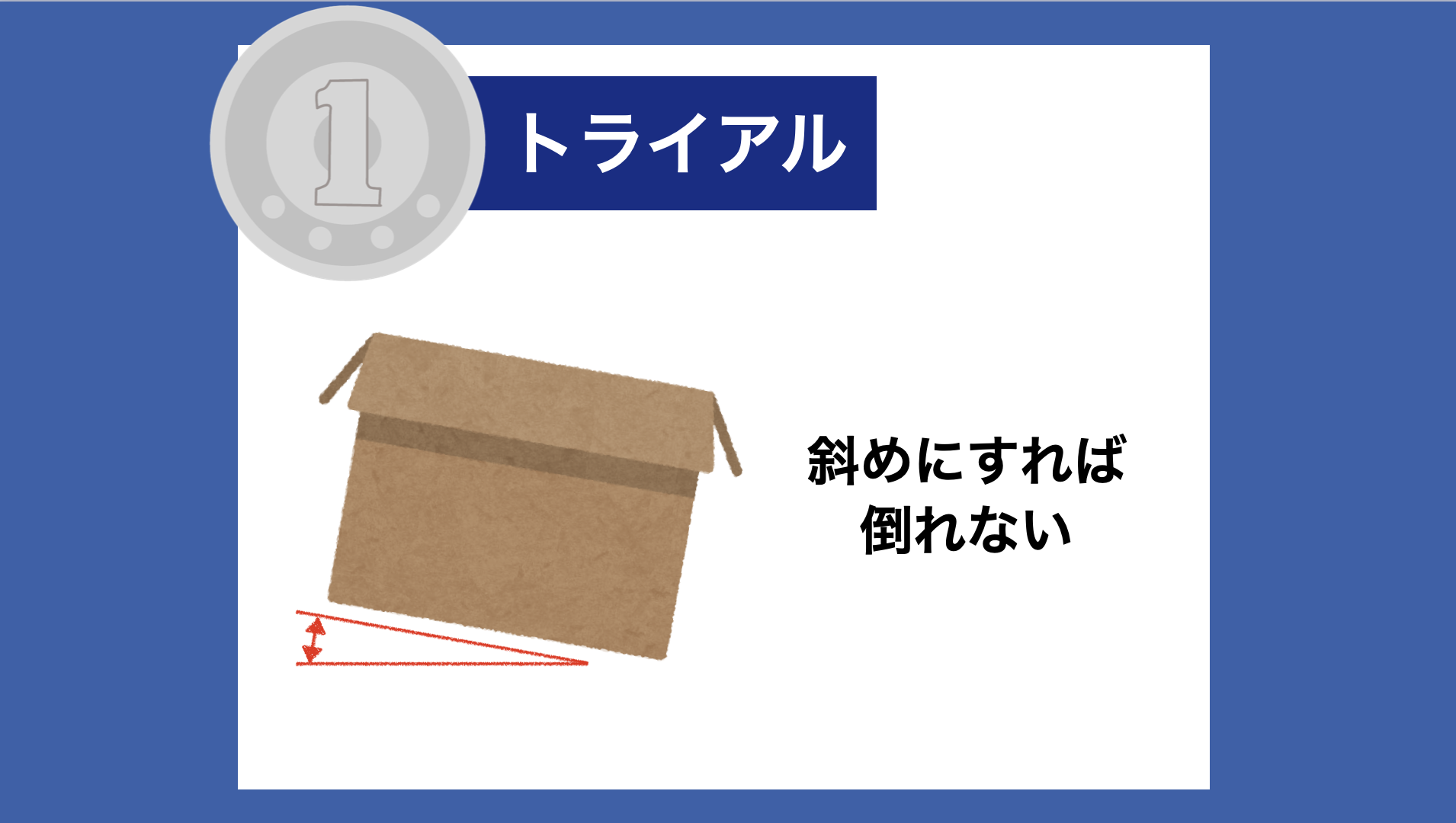 【１トラ】斜めにすれば、倒れない